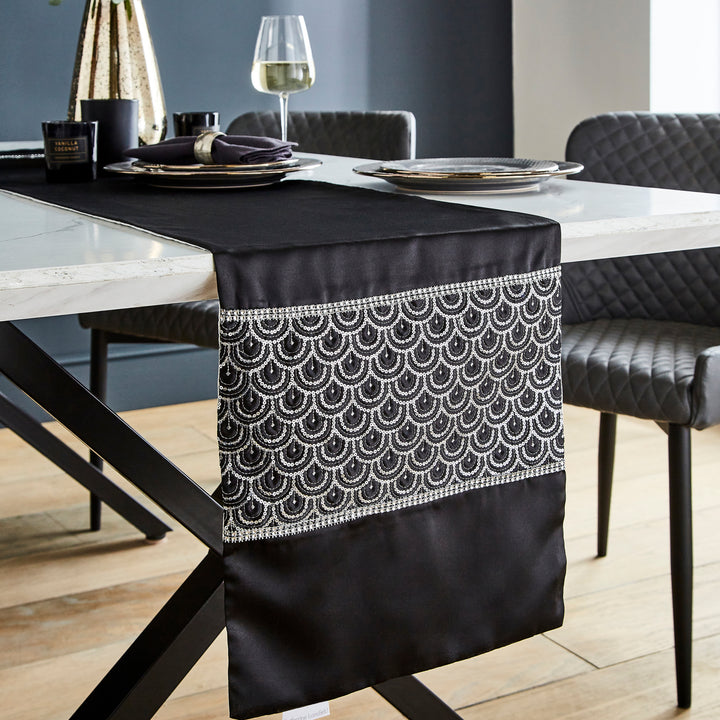 Catherine Lansfield Black Deco Sequin Runner
