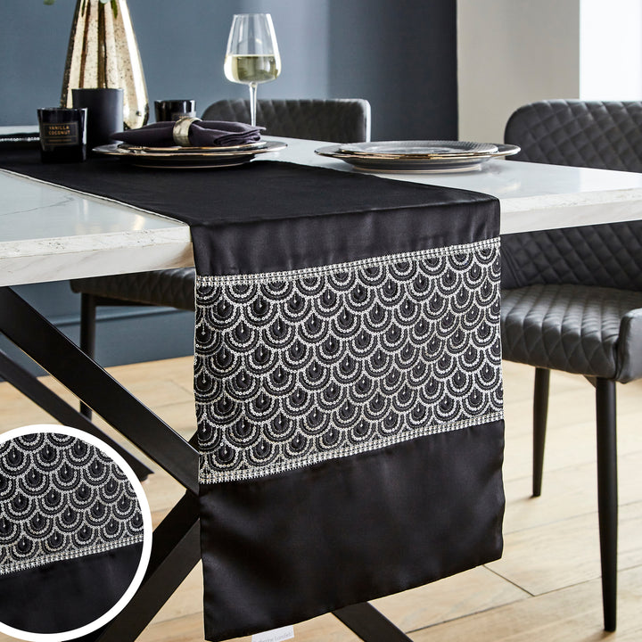 Catherine Lansfield Black Deco Sequin Runner