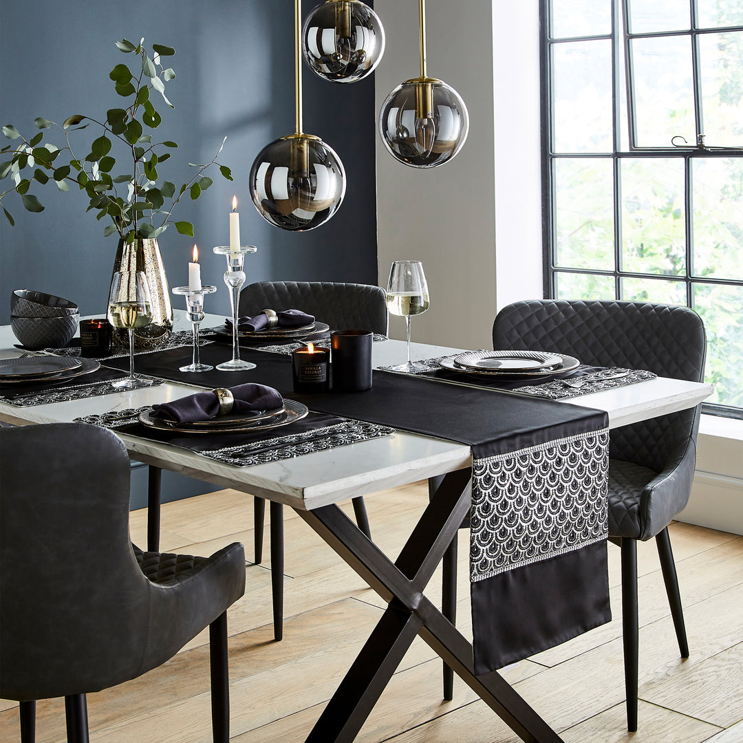 Catherine Lansfield Black Deco Sequin Runner