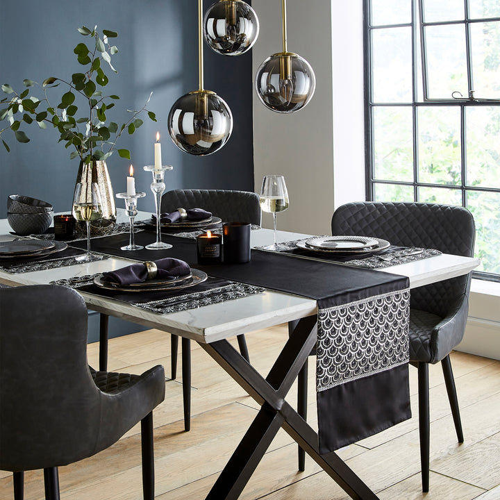 Catherine Lansfield Black Deco Sequin Runner