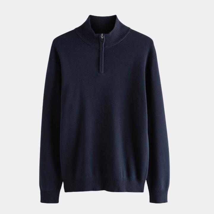 Mens Navy 1/4 Zip Cashmilon Jumper