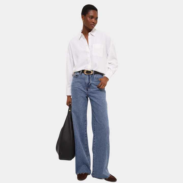 Ex Store Ladies White Linen Shirt