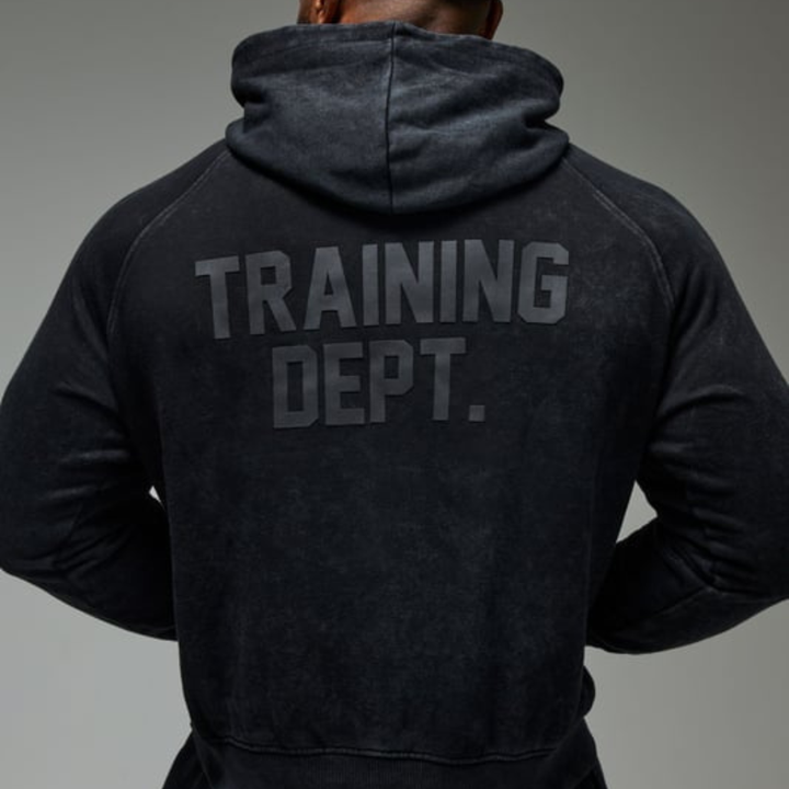 Men's Black Acid Wash Training Dept Hoodie