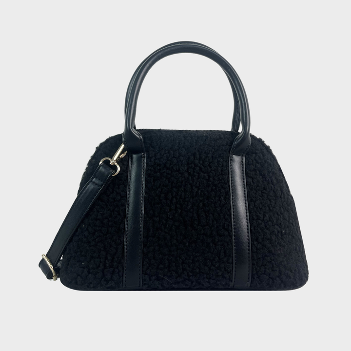 Black Teddy Mini Bowler Bag with Strap