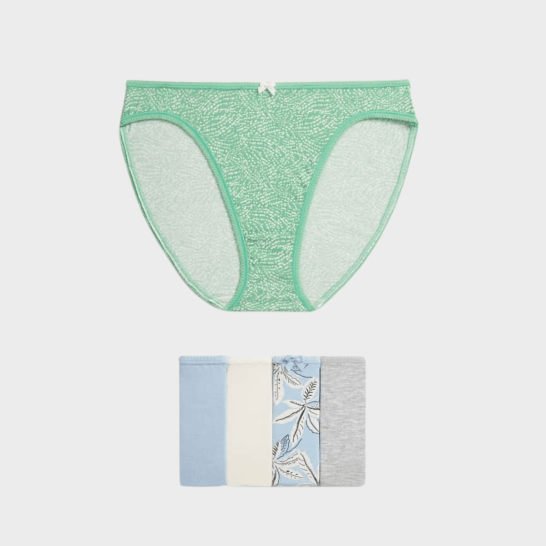5pk Blue Cotton High Rise Knickers from You Know Who's