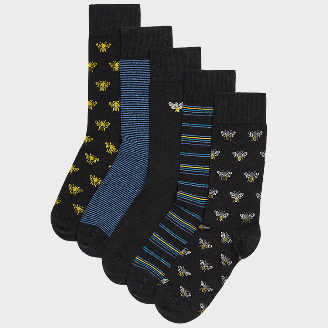 5pk Cotton Rich Bees Socks from You Know Who's