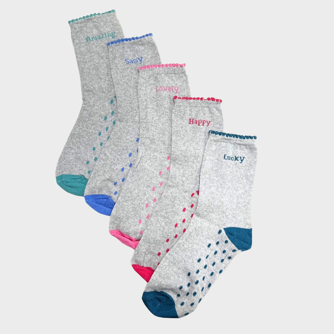 5pk Cotton Rich Worded Socks from You Know Who's