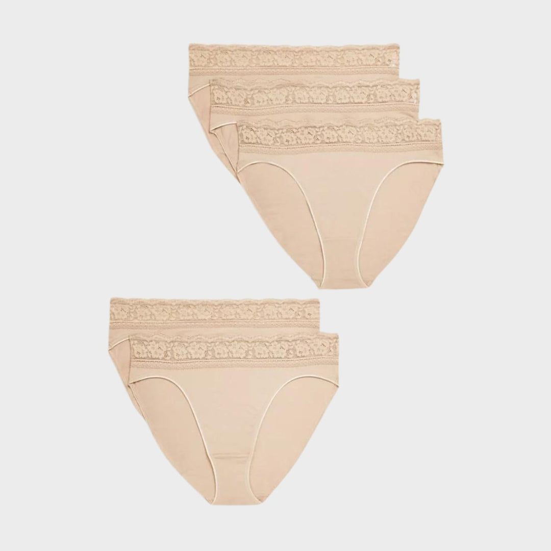 5pk Nude Lace High leg Briefs from You Know Who's