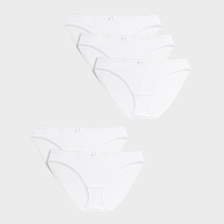 5pk White Cotton Bikini Briefs from You Know Who's