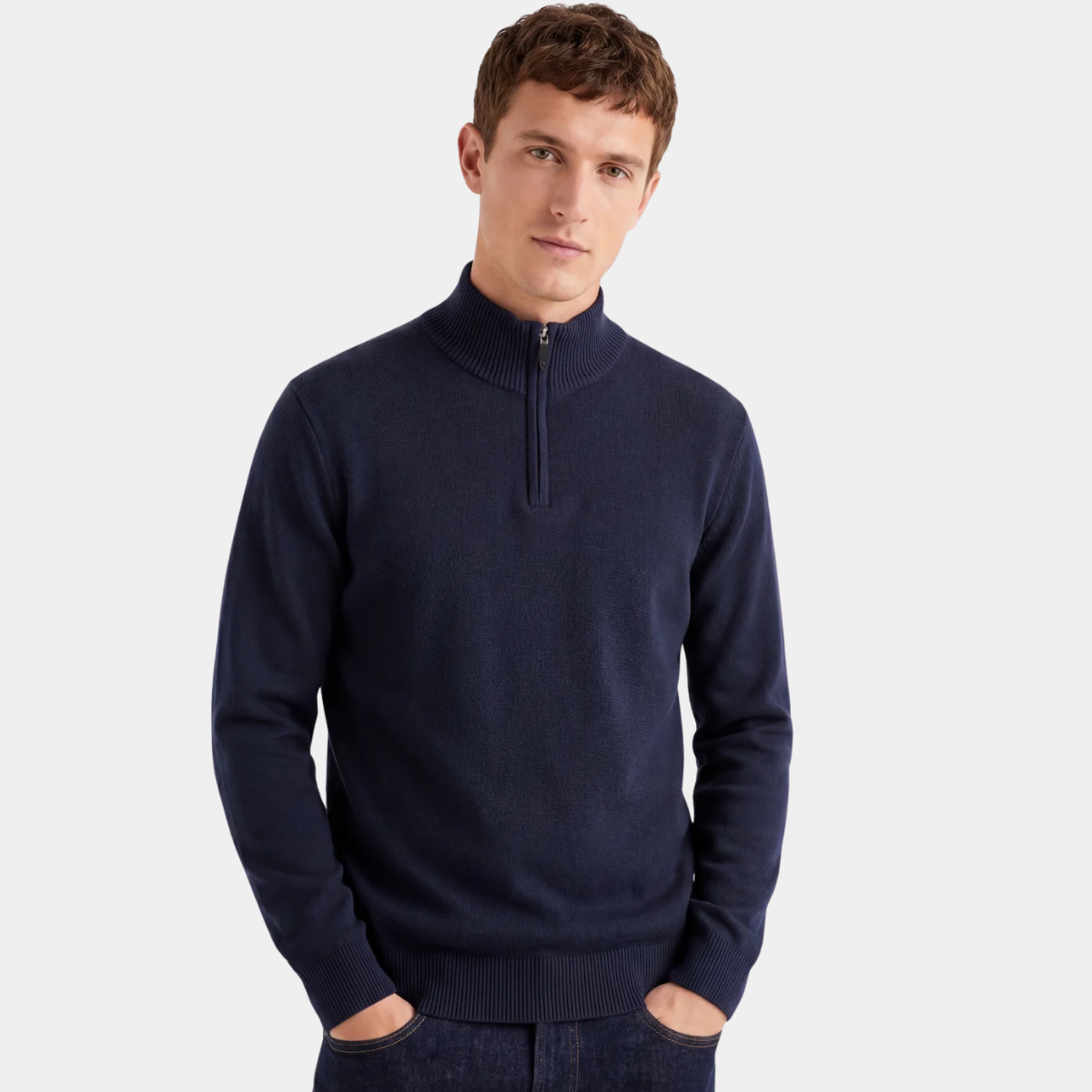 Mens Navy 1/4 Zip Cashmilon Jumper