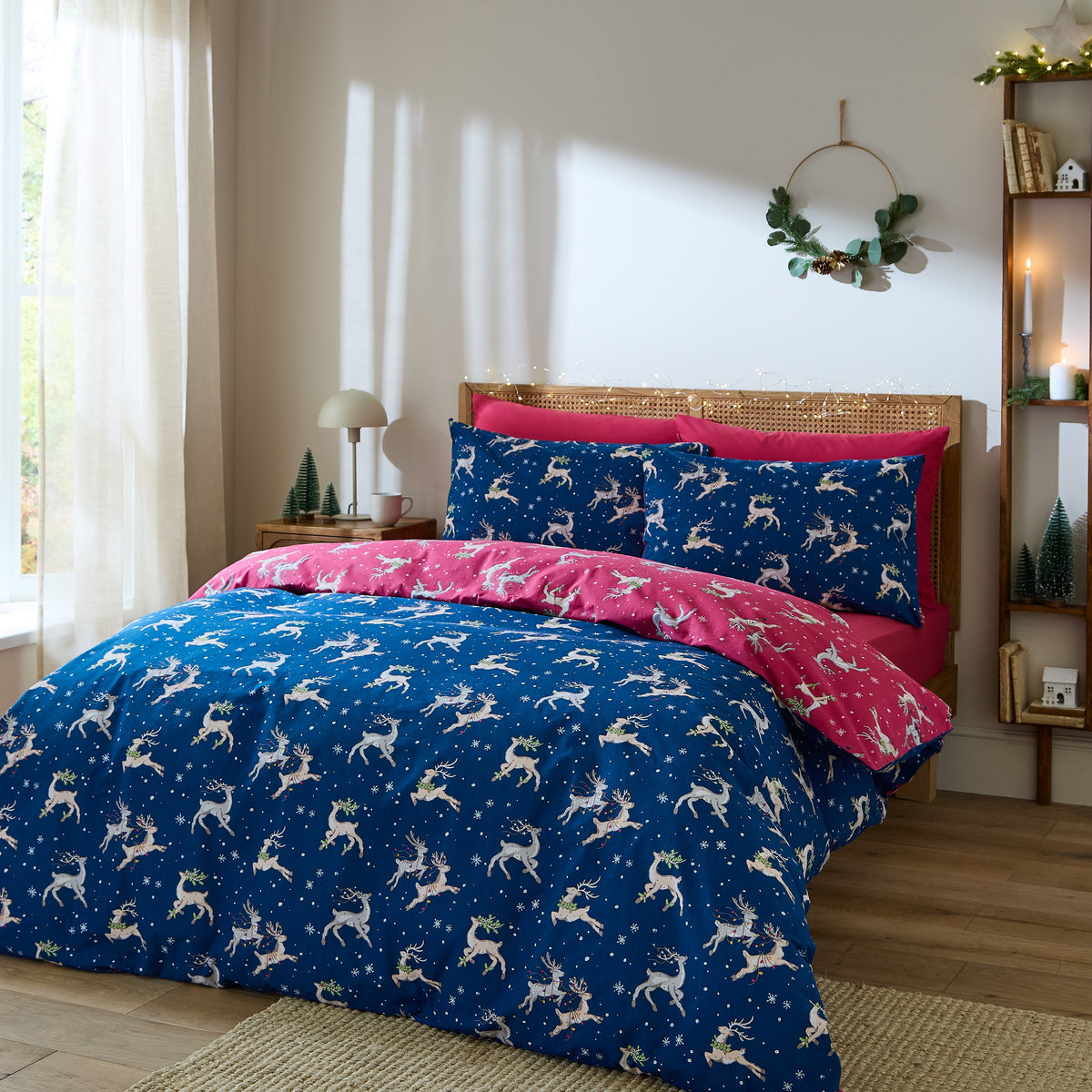 Catherine Lansfield Reversible Christmas Reindeer Bedding