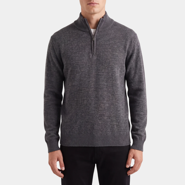 Mens Charcoal 1/4 Zip Cashmilon Jumper