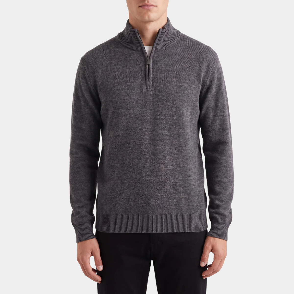 Mens Charcoal 1/4 Zip Cashmilon Jumper