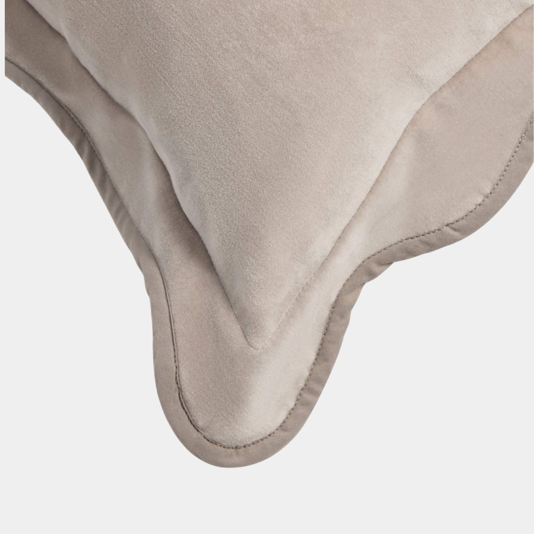 Grey Velvet SCallop Edge Cushion