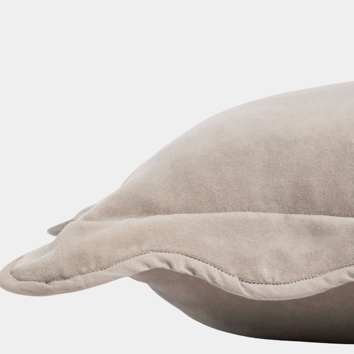 Grey Velvet SCallop Edge Cushion