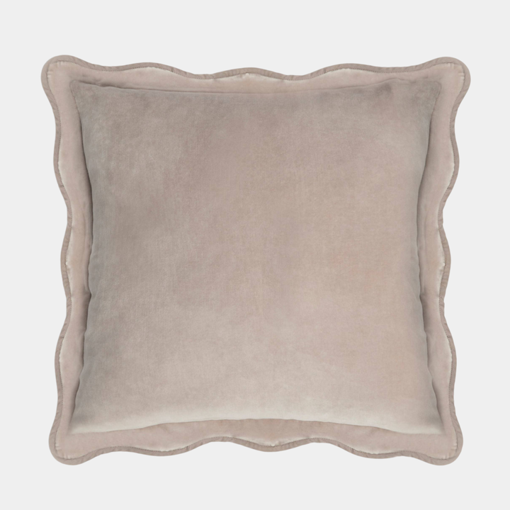 Grey Velvet SCallop Edge Cushion