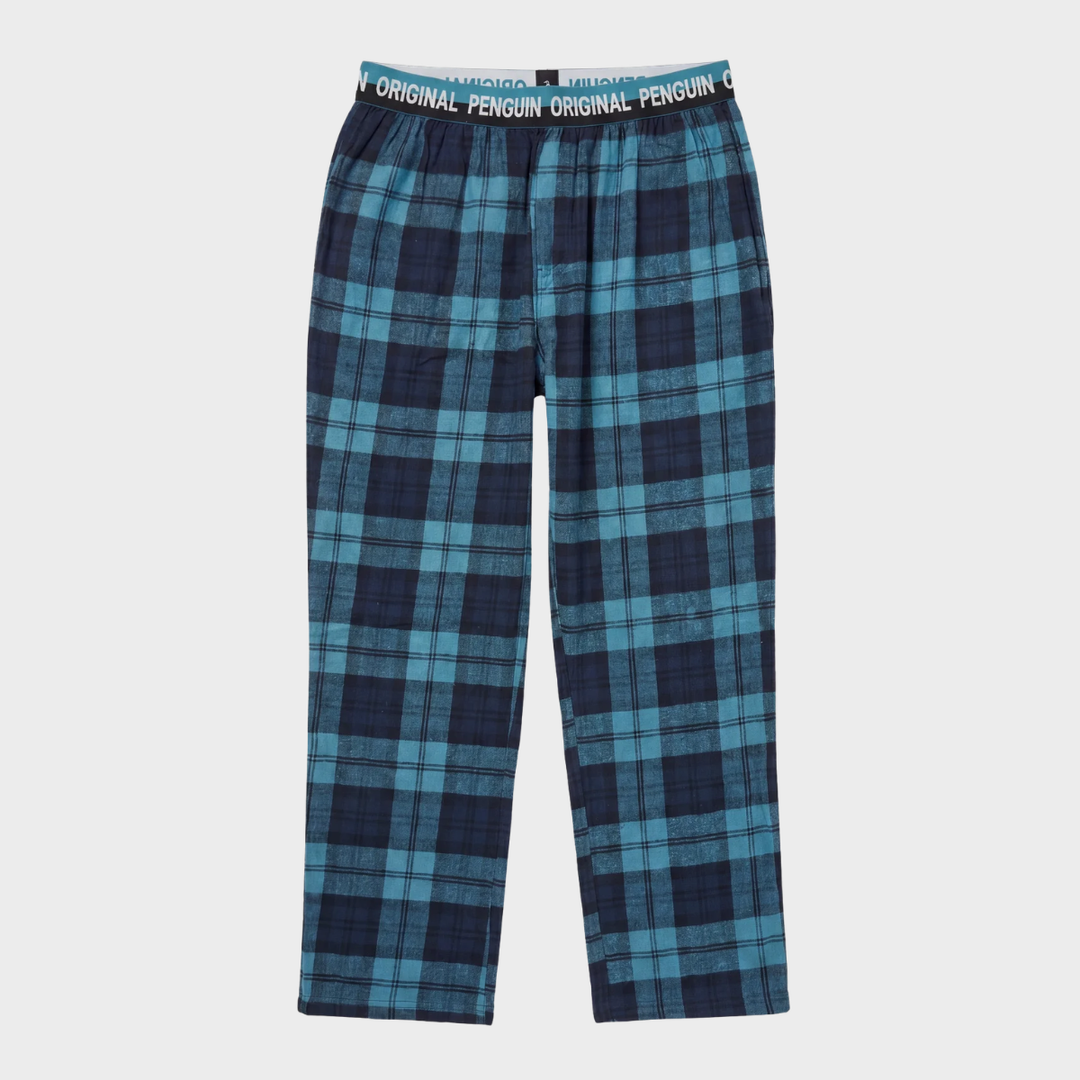 Mens Teal Large Check Penguin Lounge Trouser