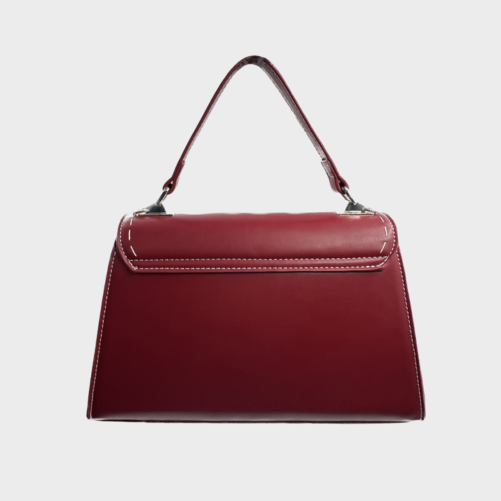 Red Structured Flap Shoulder Bag