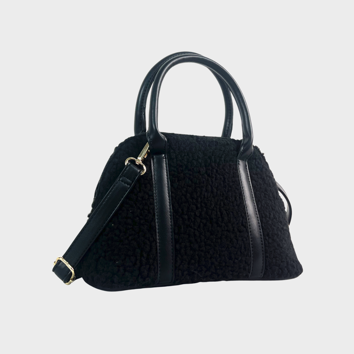 Black Teddy Mini Bowler Bag with Strap
