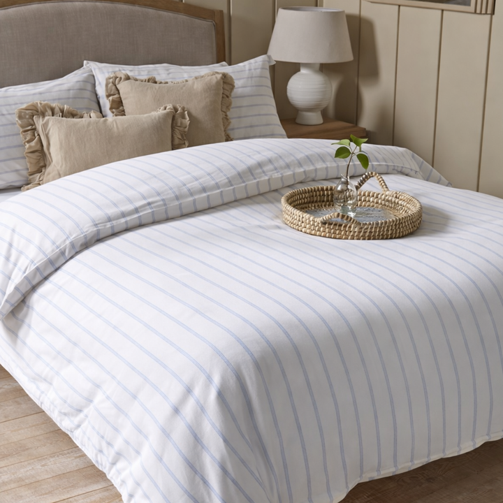 Dusk Blue Chevron Stripe Duvet - Duvet Cover Only