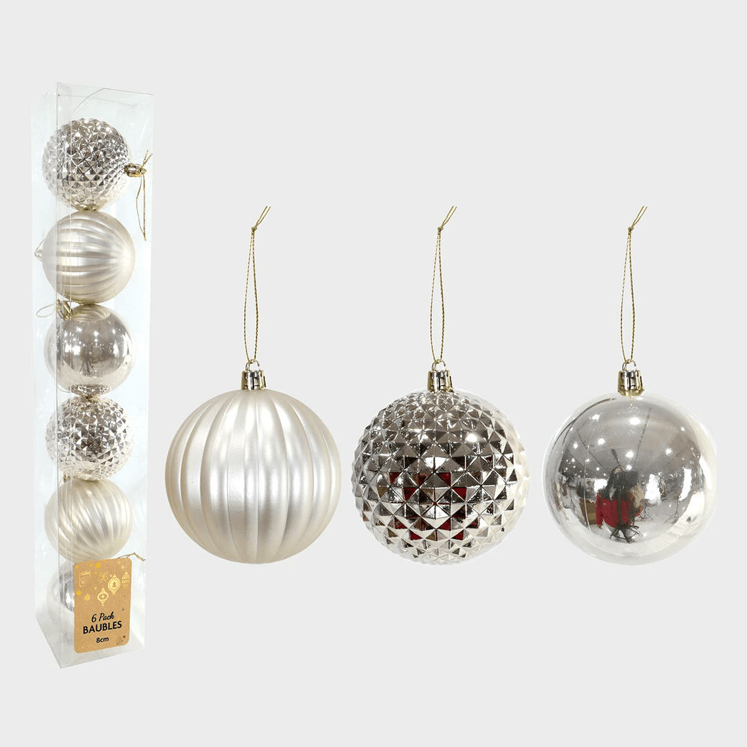 6pk Soft Gold Baubles 80mm from You Know Who's