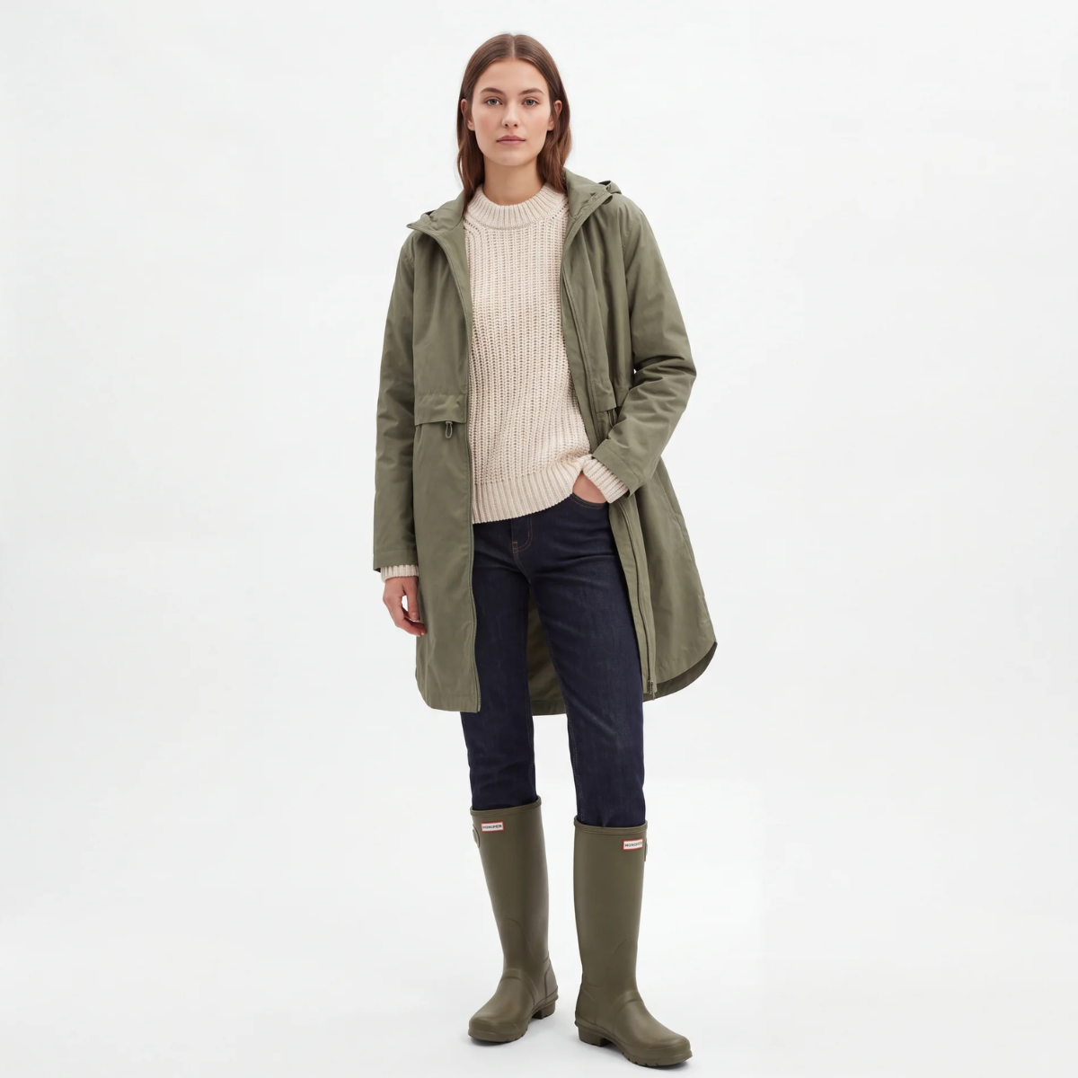 Ladies Hooded Longline Raincoat