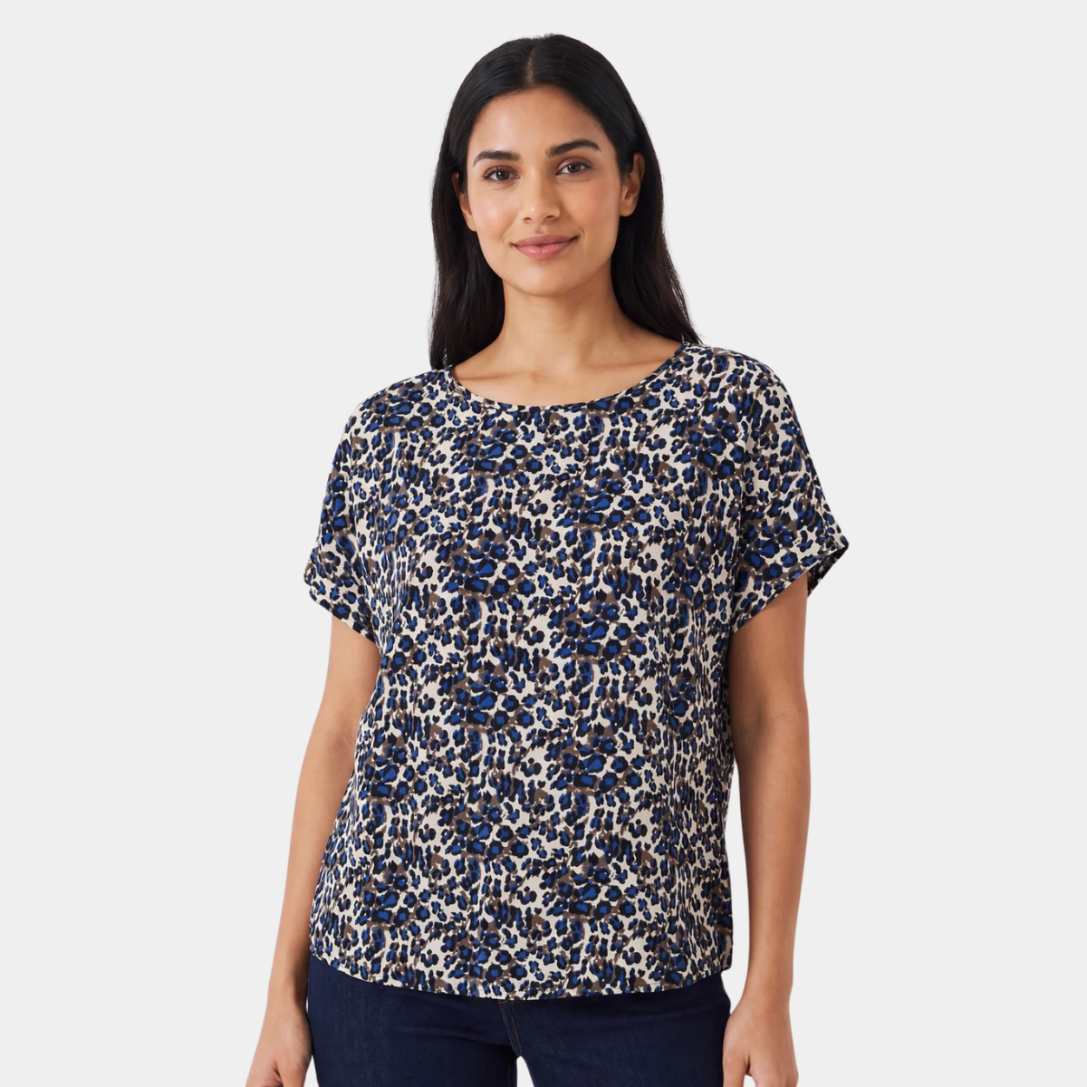 Printed Blue Animal Viscose Top