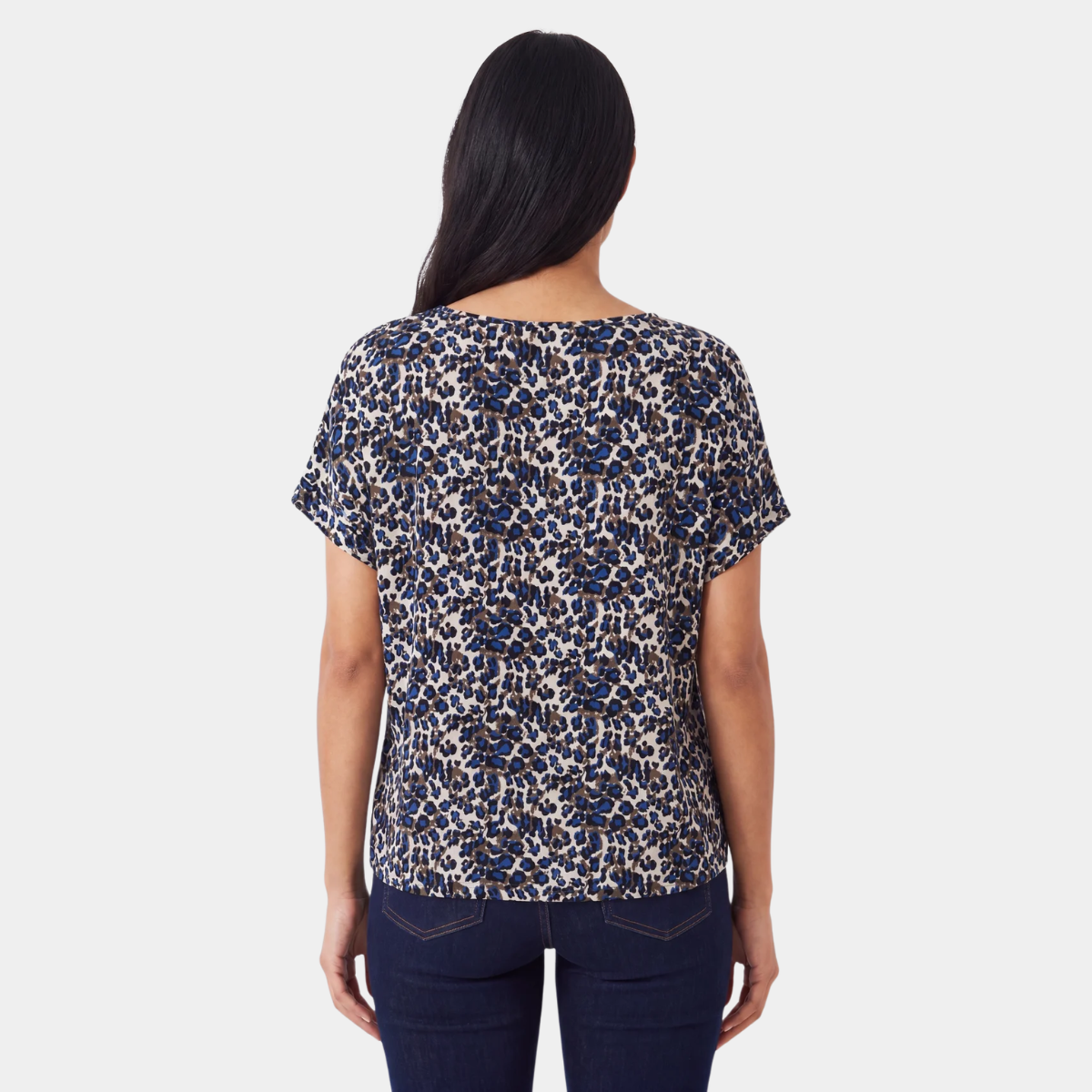 Printed Blue Animal Viscose Top