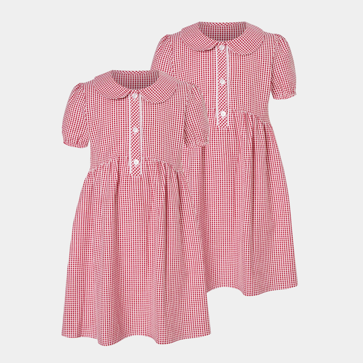 Girls Gingham Button 2pk School Dress