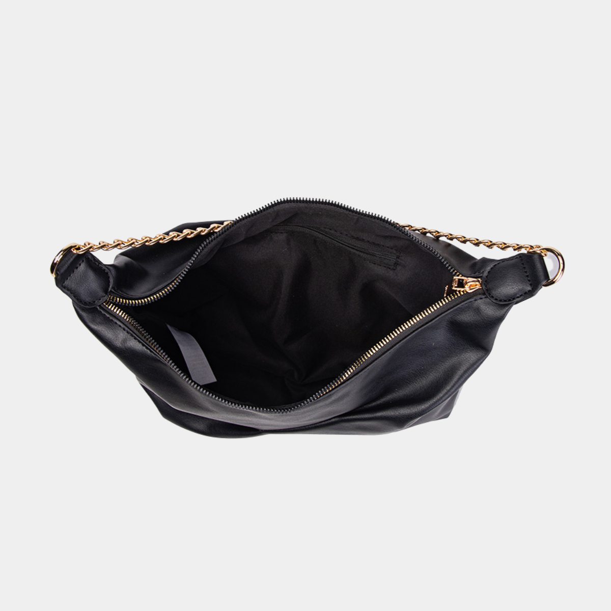 Black Shoulder Bag with Gold Chain