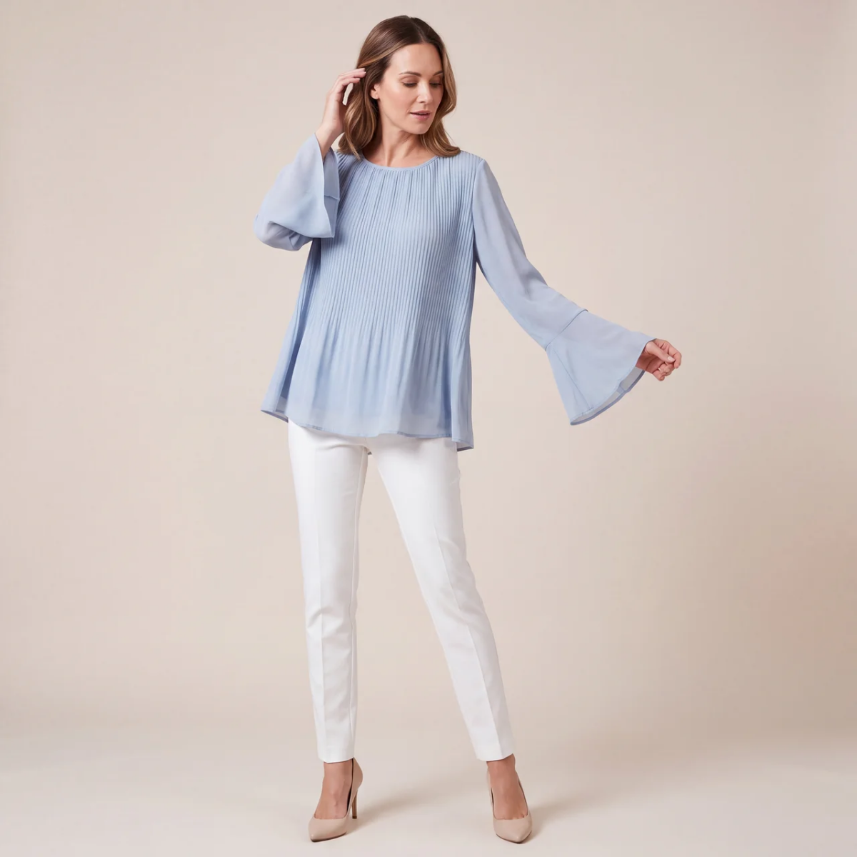 Pleated Long Sleeved Floaty Top