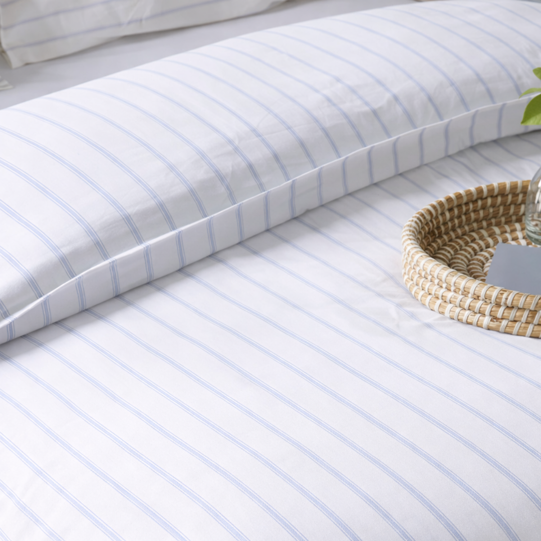 Dusk Blue Chevron Stripe Duvet - Duvet Cover Only