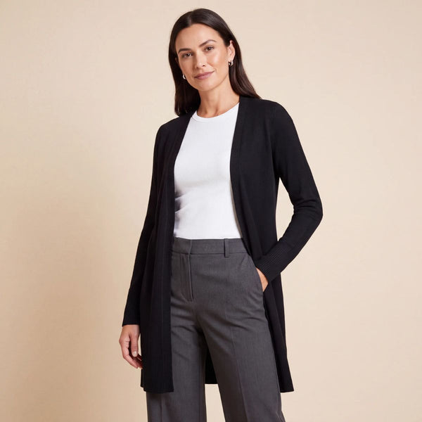 Ladies Black Edge To Edge Cardigan