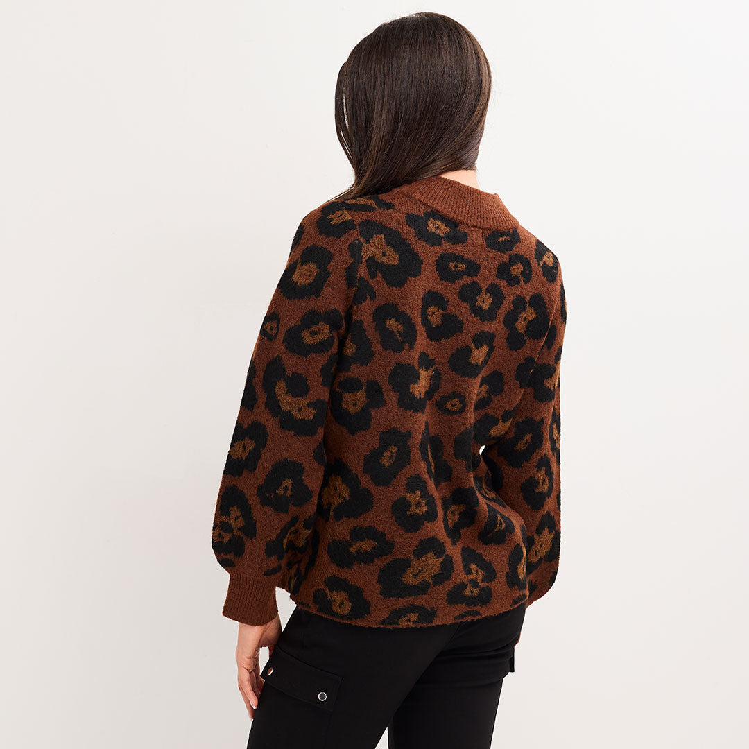 Leopard Turtle Neck Jumper