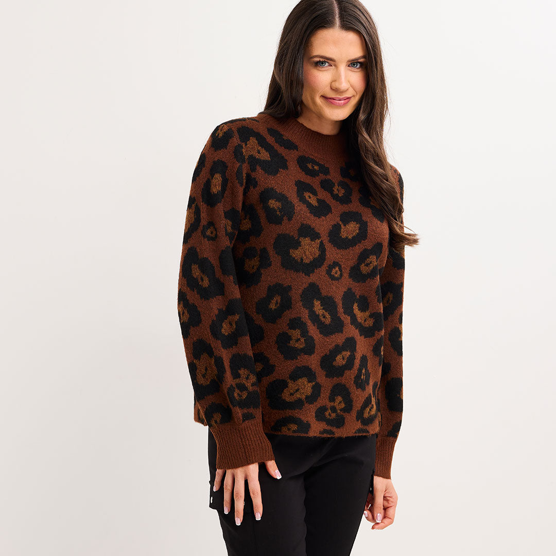 Leopard Turtle Neck Jumper