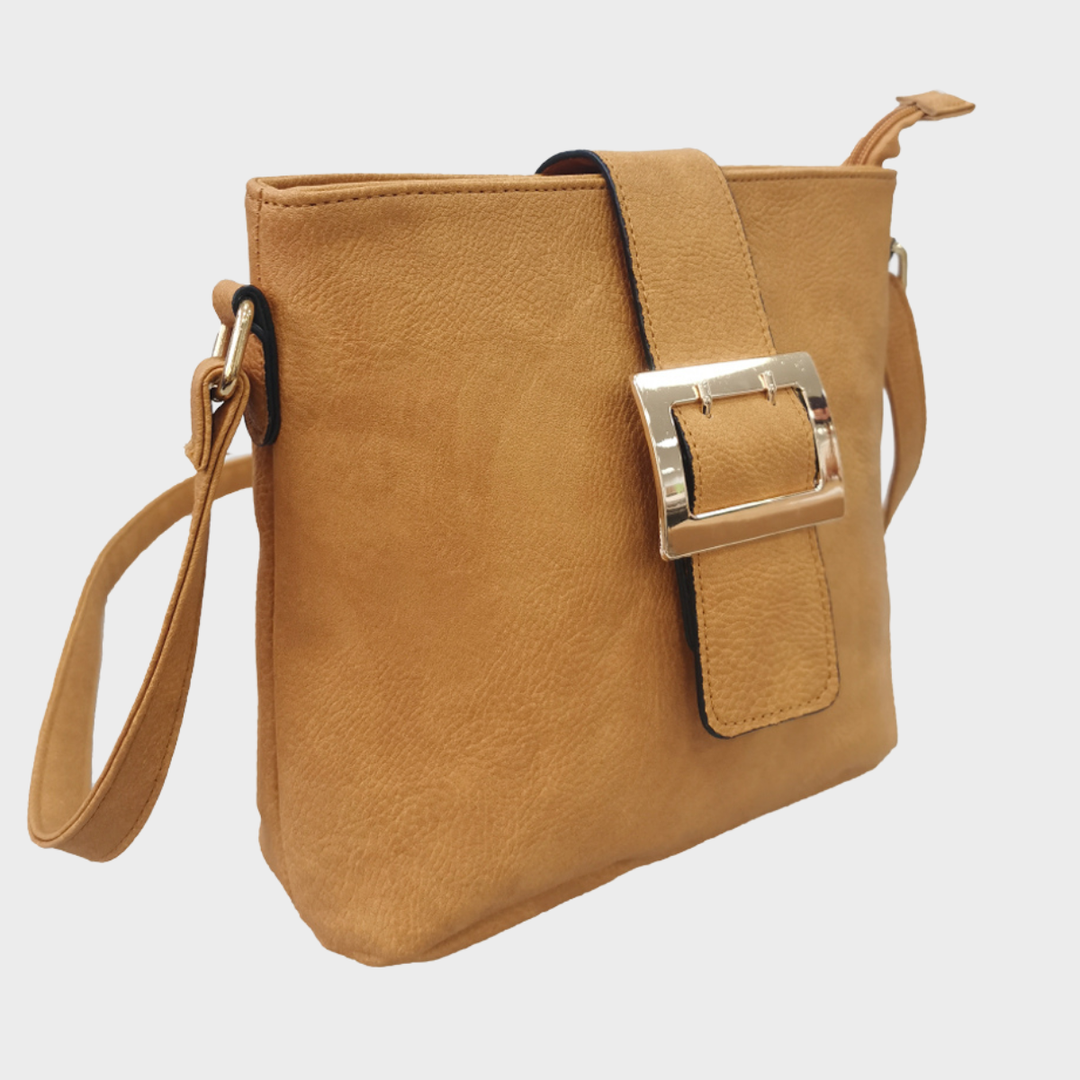 Tan Buckle Detail Shoulder Bag