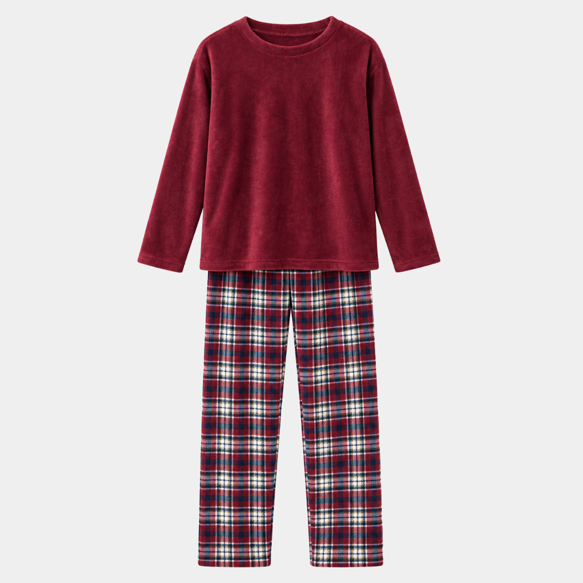 Mens Fleece Check Lounge Set