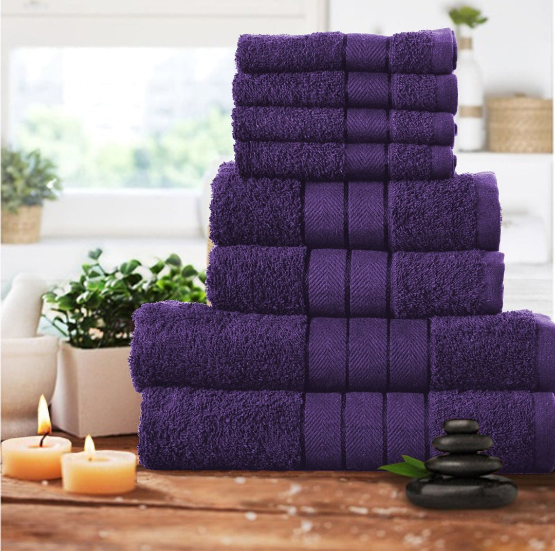8pce 100% Cotton Towel Bale - Aubergine from You Know Who's