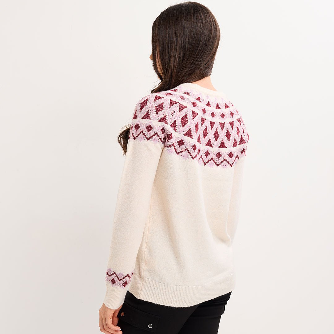 Ladies Fairisle Yoke and Cuff Jumper from You Know Who's