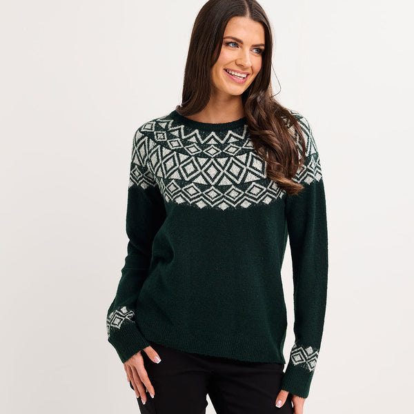 Ladies Fairisle Yoke and Cuff Jumper