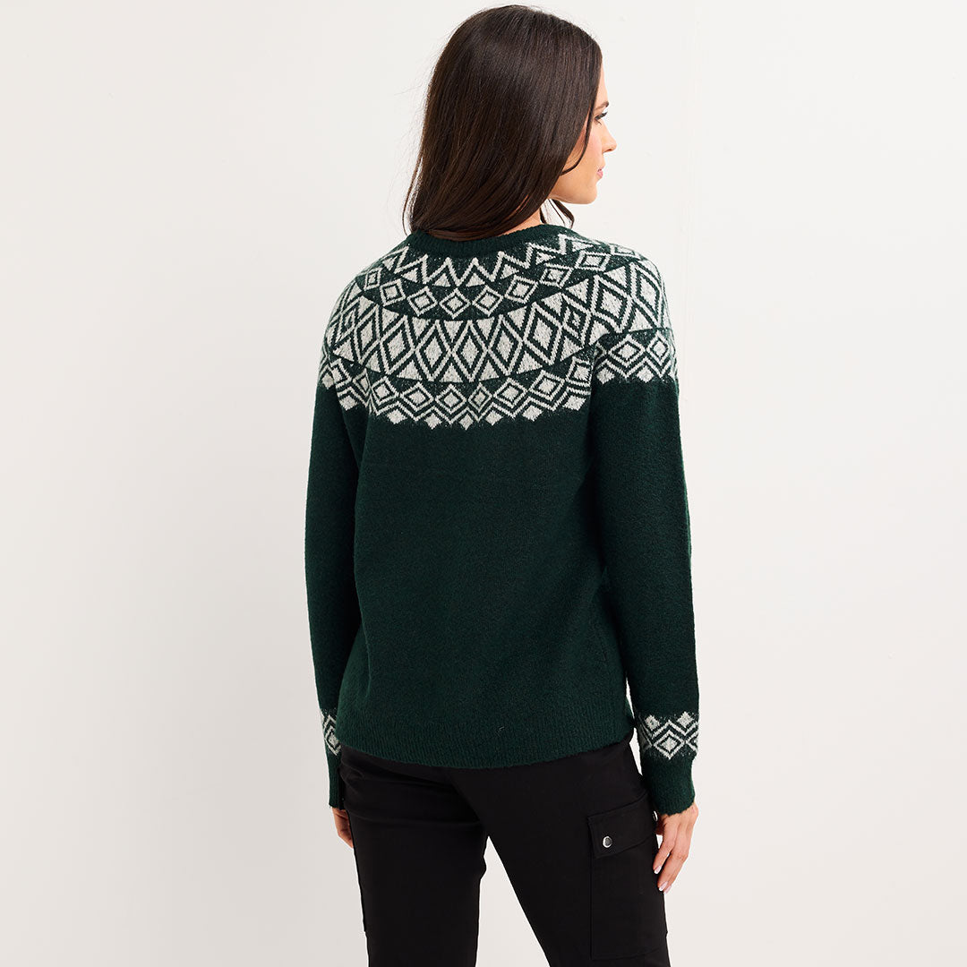 Ladies Fairisle Yoke and Cuff Jumper
