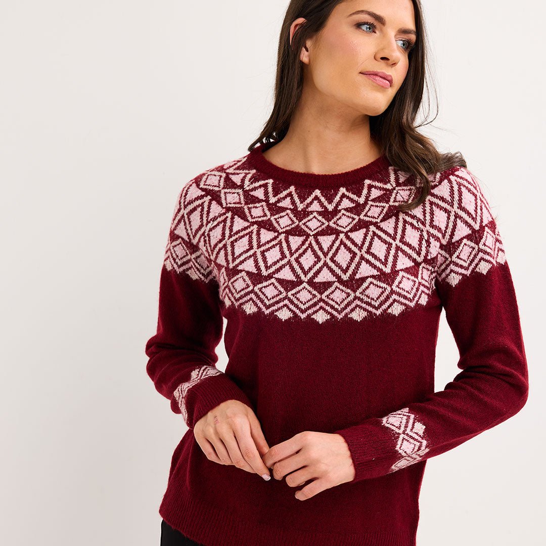 Ladies Fairisle Yoke and Cuff Jumper