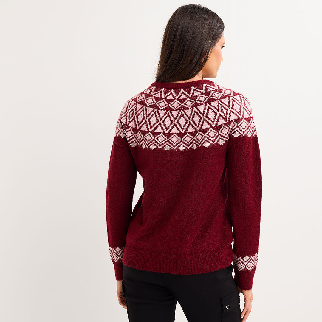Ladies Fairisle Yoke and Cuff Jumper