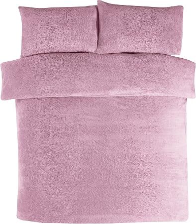 Sleepdown Teddy Fleece Mauve Duvet Set