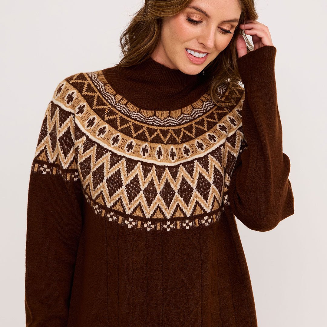 Ladies Fairisle Turtleneck Lurex Dress from You Know Who's