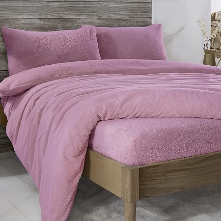 Sleepdown Teddy Fleece Mauve Duvet Set