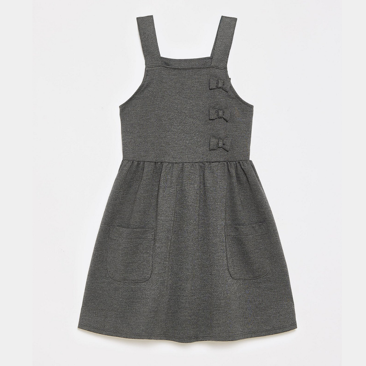 Girls Bow Double Pocket Pinafore