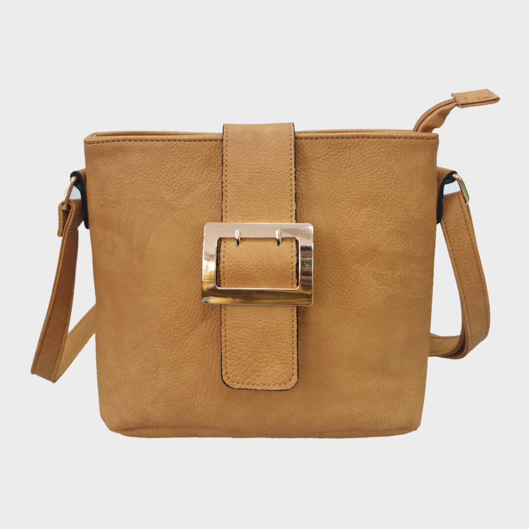 Tan Buckle Detail Shoulder Bag