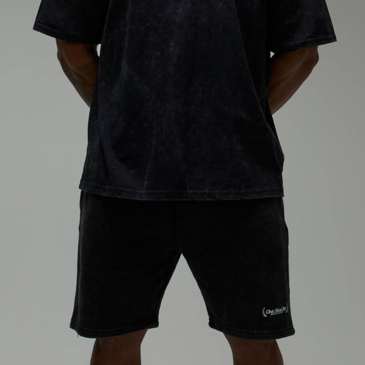 Men's Black Acid Wash 'One More Rep' Shorts