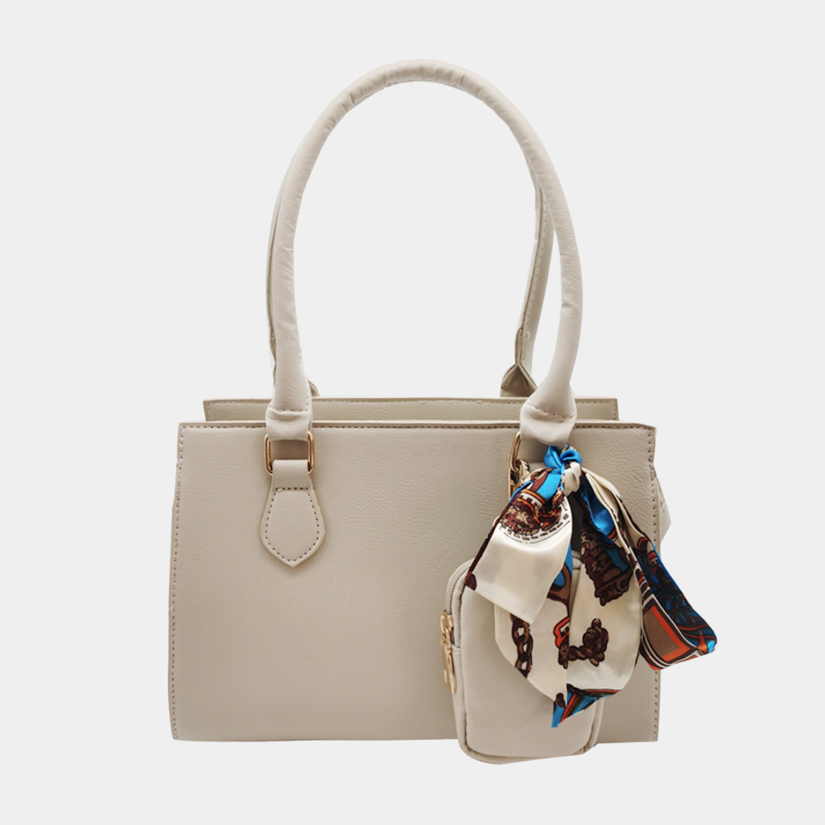 Faux Leather Bag With Scarf Tie